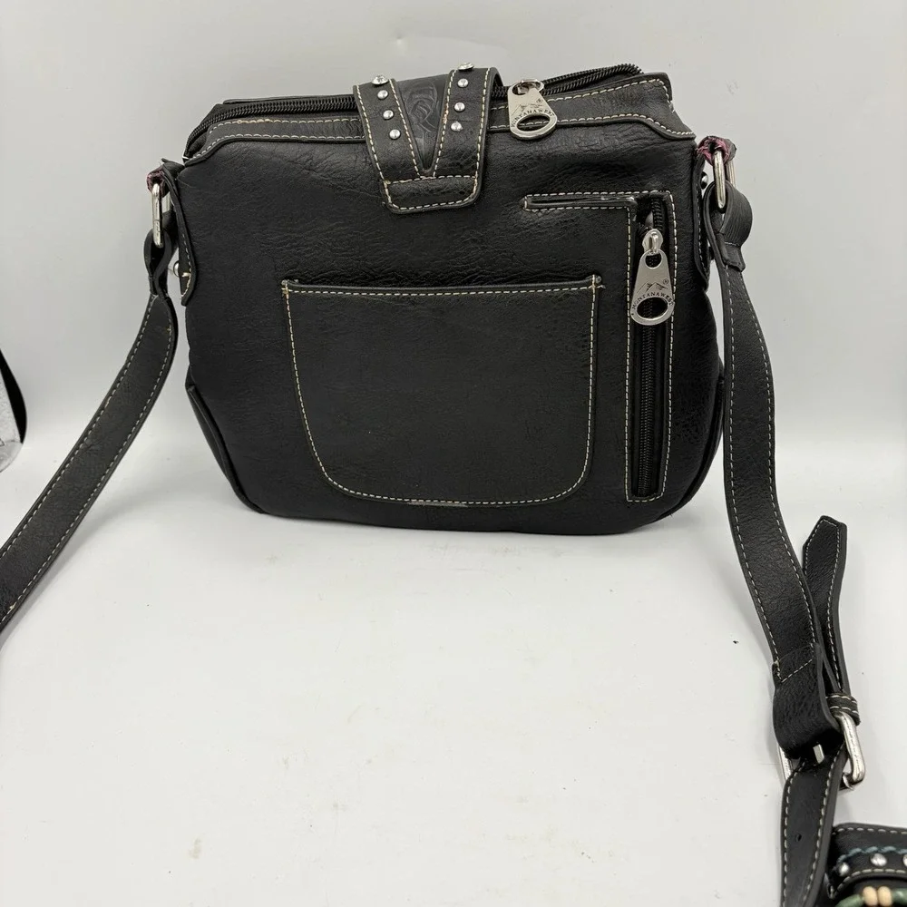 Montana West Black and Turquoise Embellished Shoulder‎ Bag &wallet